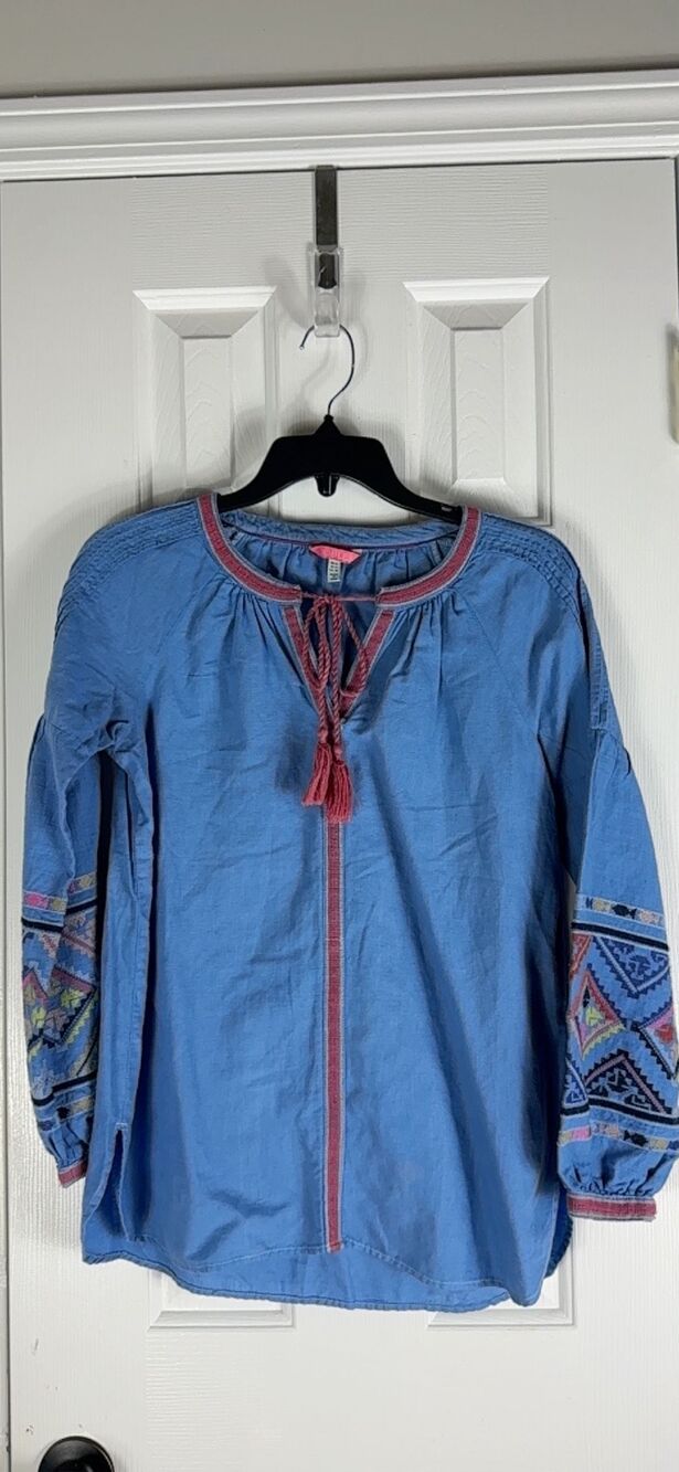 Joules Womens Denim Bell Blouse Size 4
